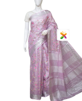 Pure Linen Tissue Saree With Embroidery SILK ZONE